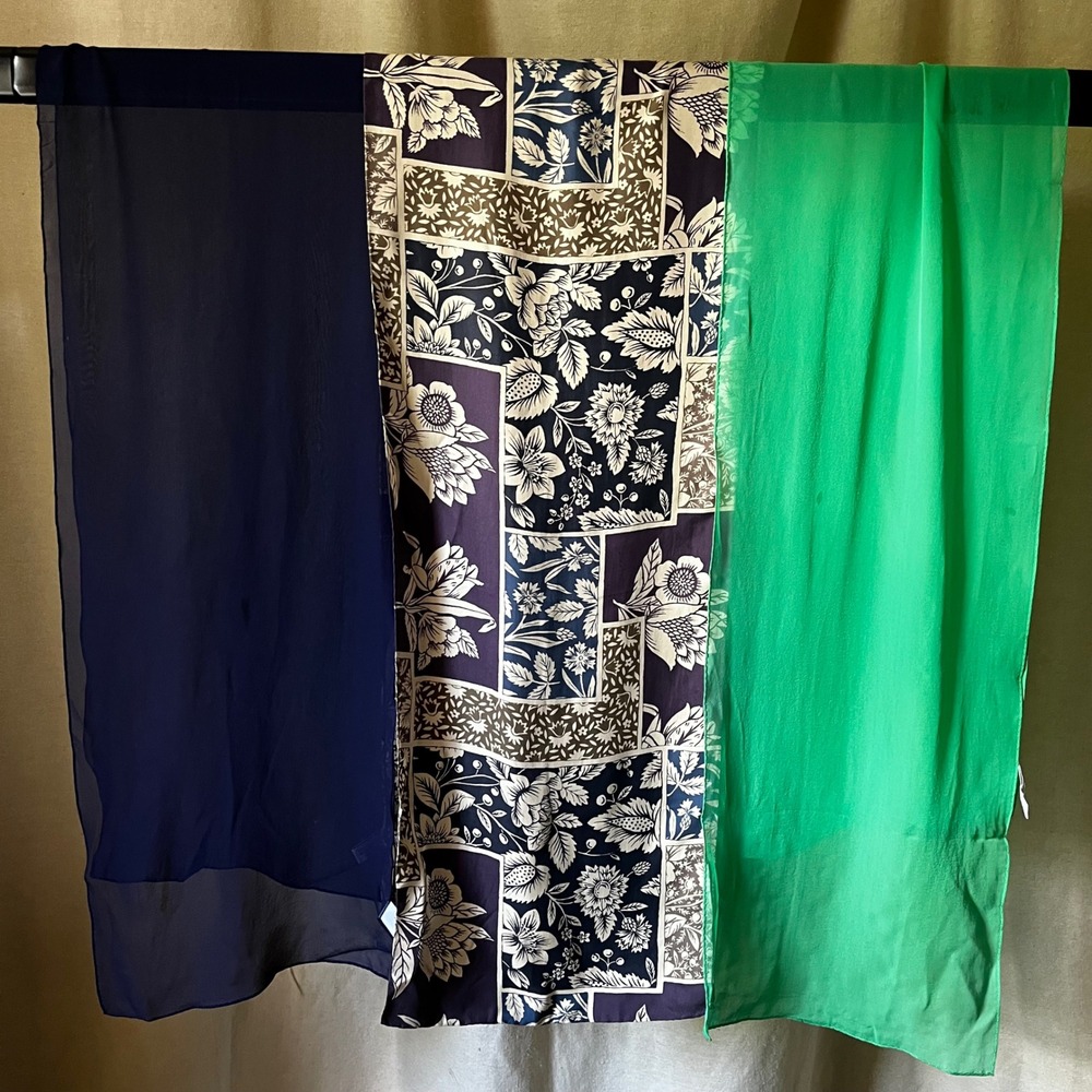 Vintage Talbots Silk Scarf Lot of 3 Long Oblong Scarves Japan Italy